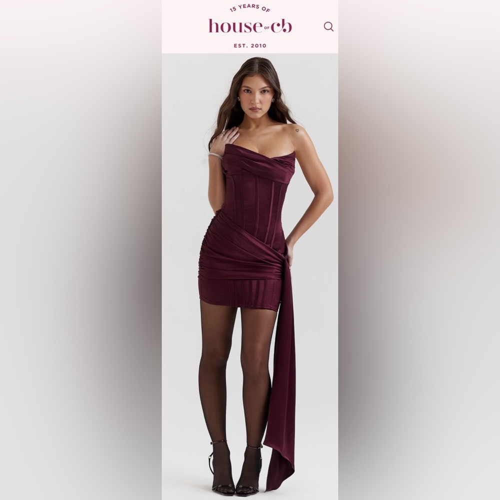 House of CB Burgundy Mulberry Strapless Corset Dress